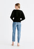 Paisie Balloon Sleeve Knitted Top in Black Back